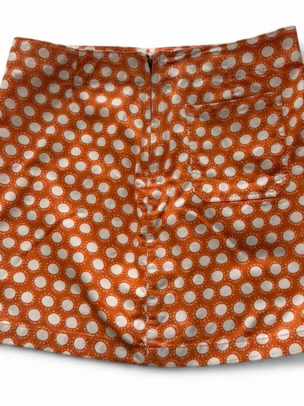 Garnet Hill Orange Polka Dot Mini Skirt Retro Mod Y2K Size 10 100% cotton Whimsy